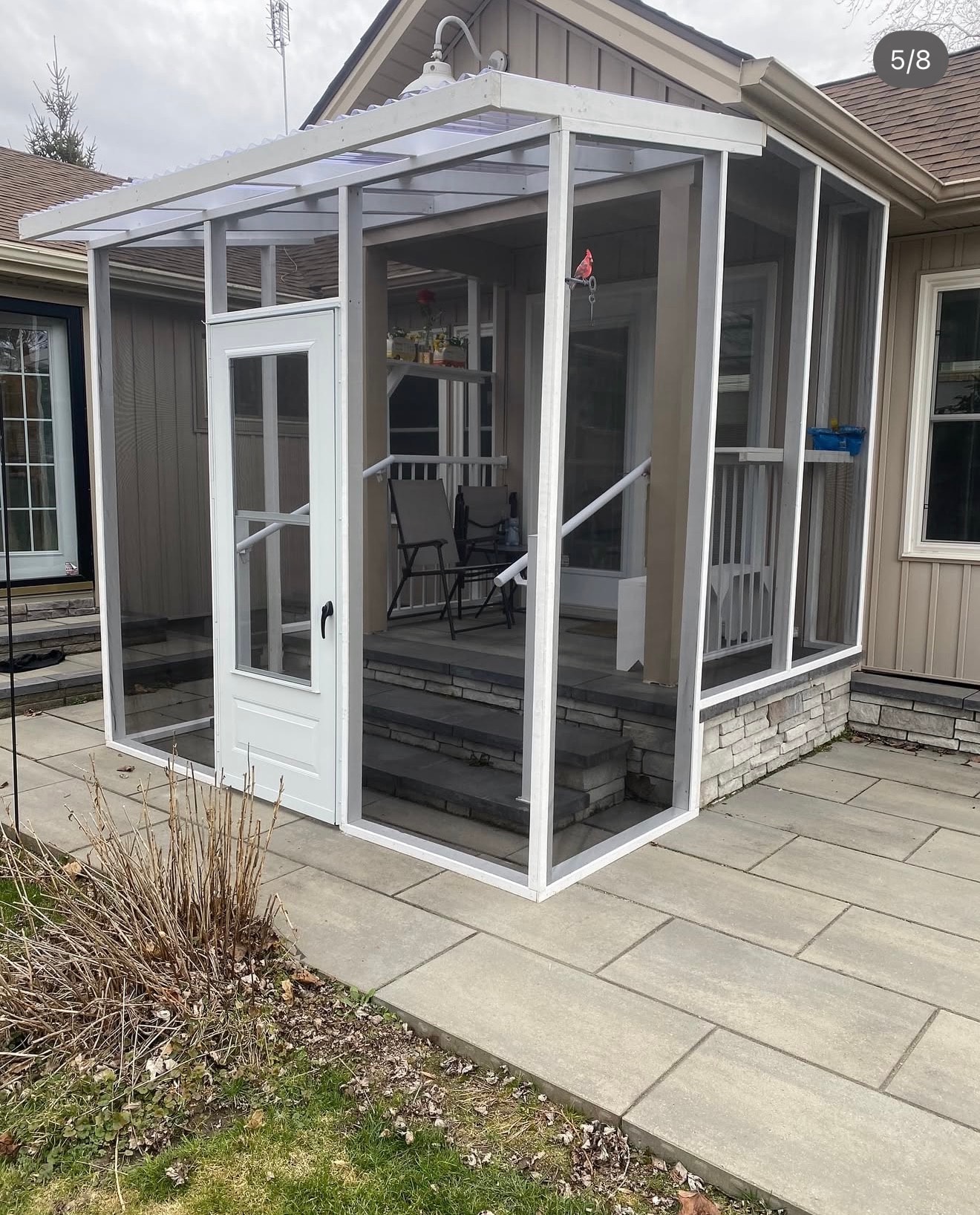 Screened porch addition